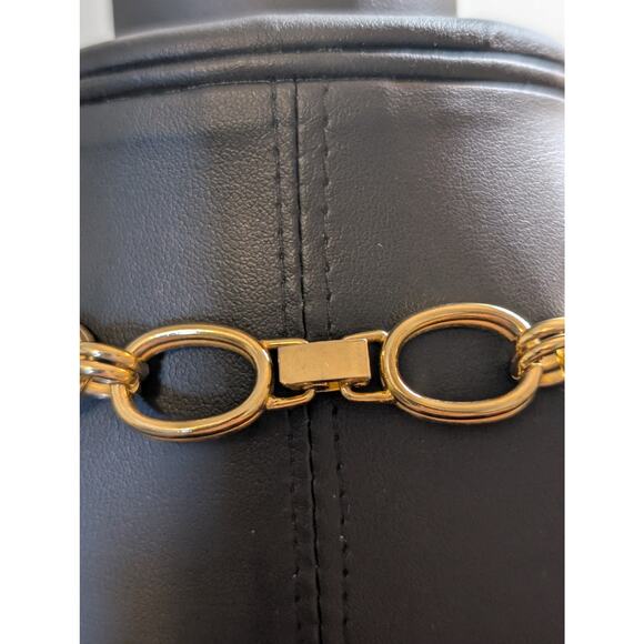 Vintage Gold Tone Multi-Link Twisted  & Smooth Loop Chain Choker - Picture 3 of 4